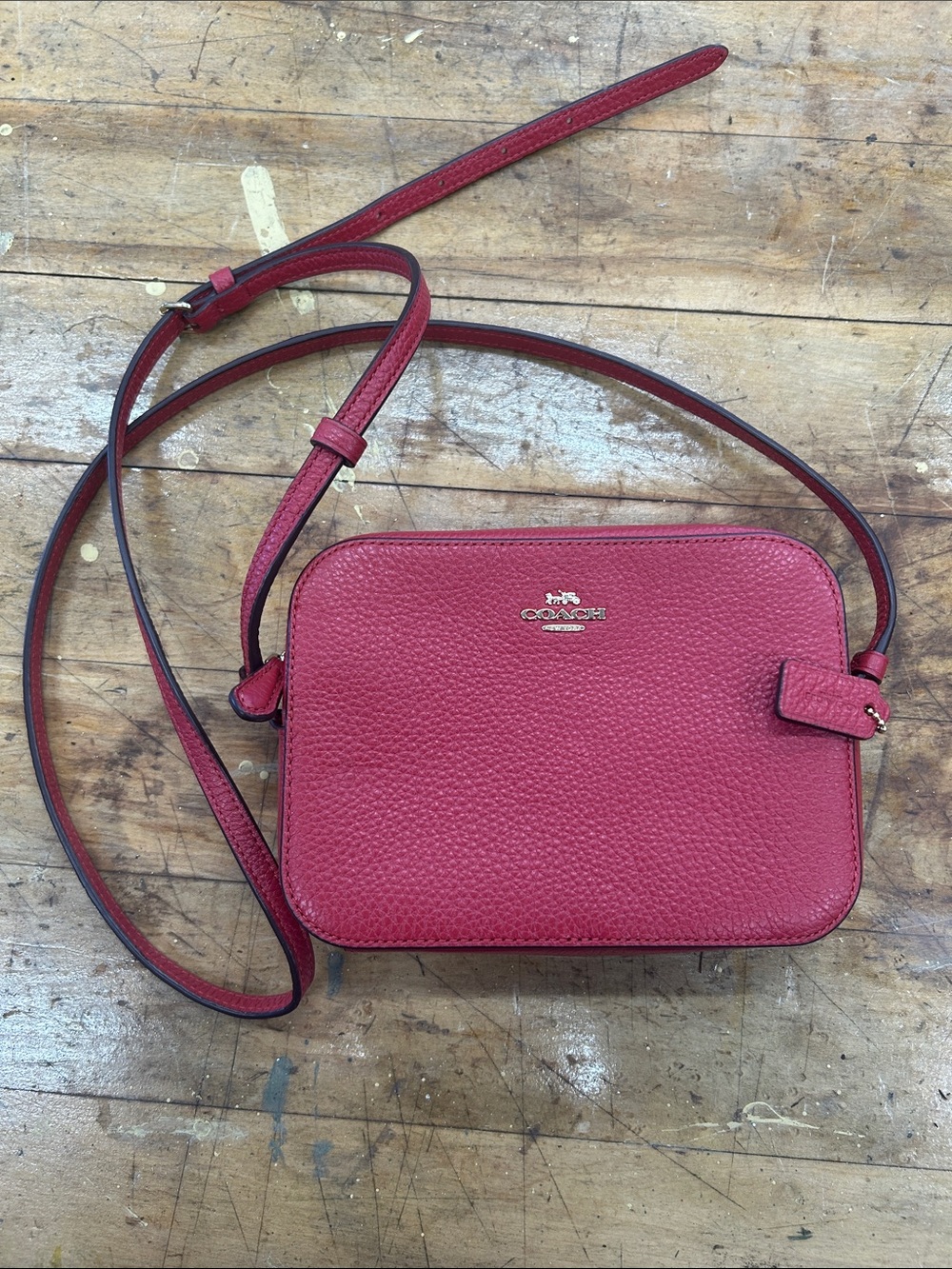 Coach Red Pebbled Leather Crossbody